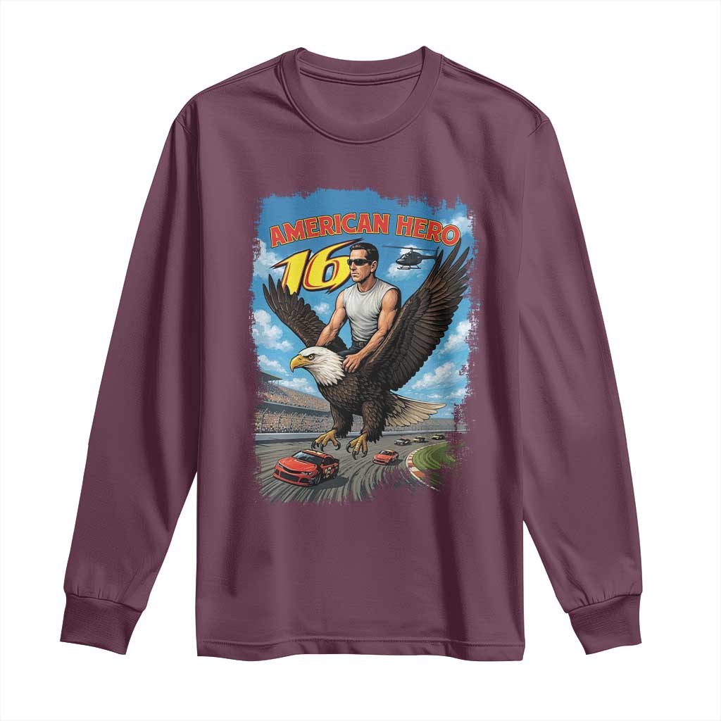 Patriotic Americanana Speed Legend 16 Tribute Long Sleeve Shirt American Hero Bald Eagle Speedway Memorial - Wonder Print Shop