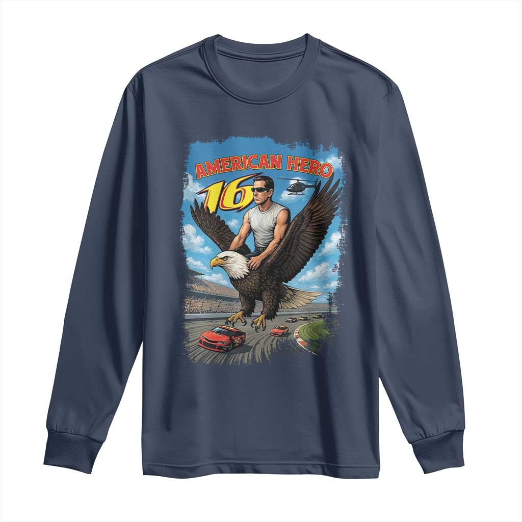Patriotic Americanana Speed Legend 16 Tribute Long Sleeve Shirt American Hero Bald Eagle Speedway Memorial - Wonder Print Shop