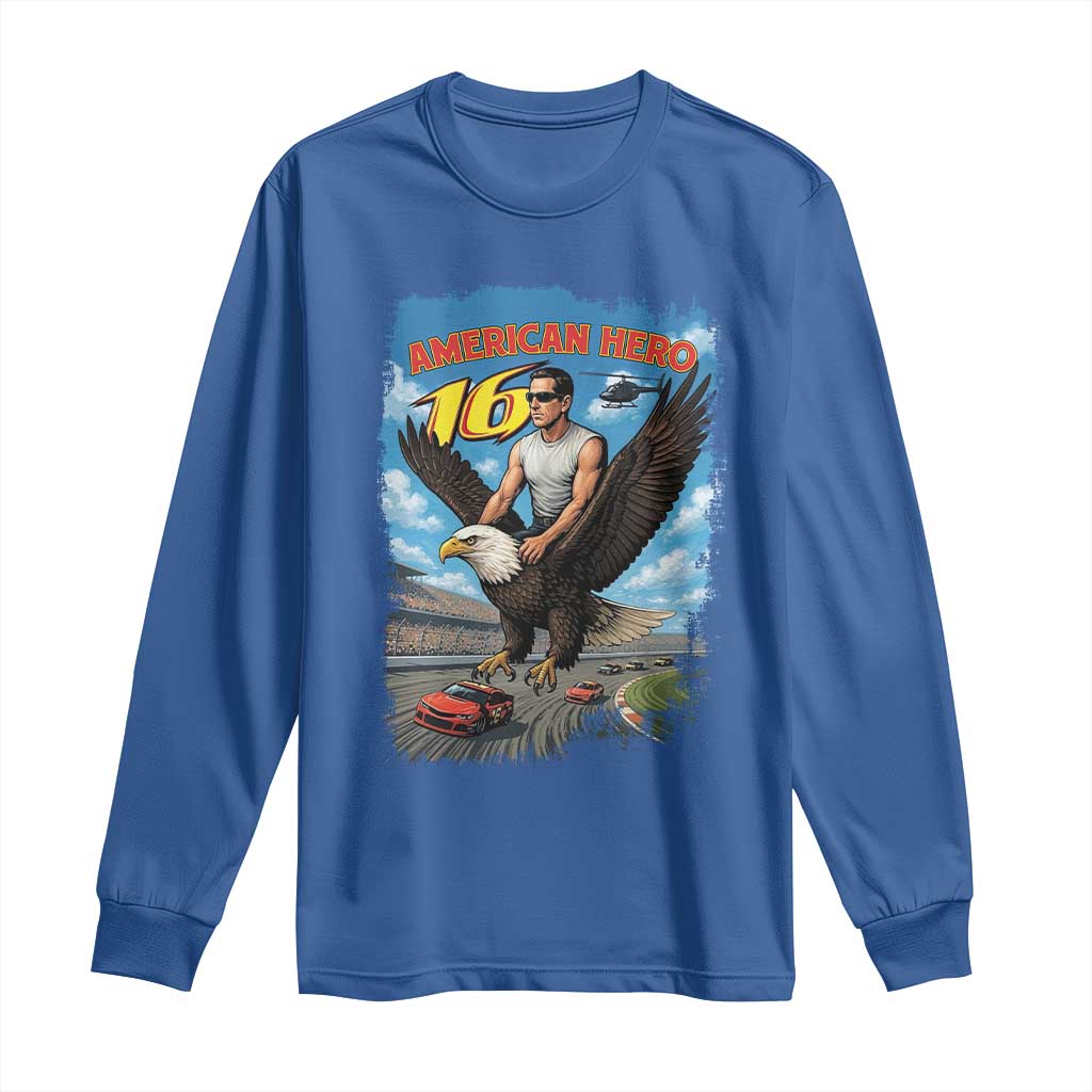 Patriotic Americanana Speed Legend 16 Tribute Long Sleeve Shirt American Hero Bald Eagle Speedway Memorial - Wonder Print Shop