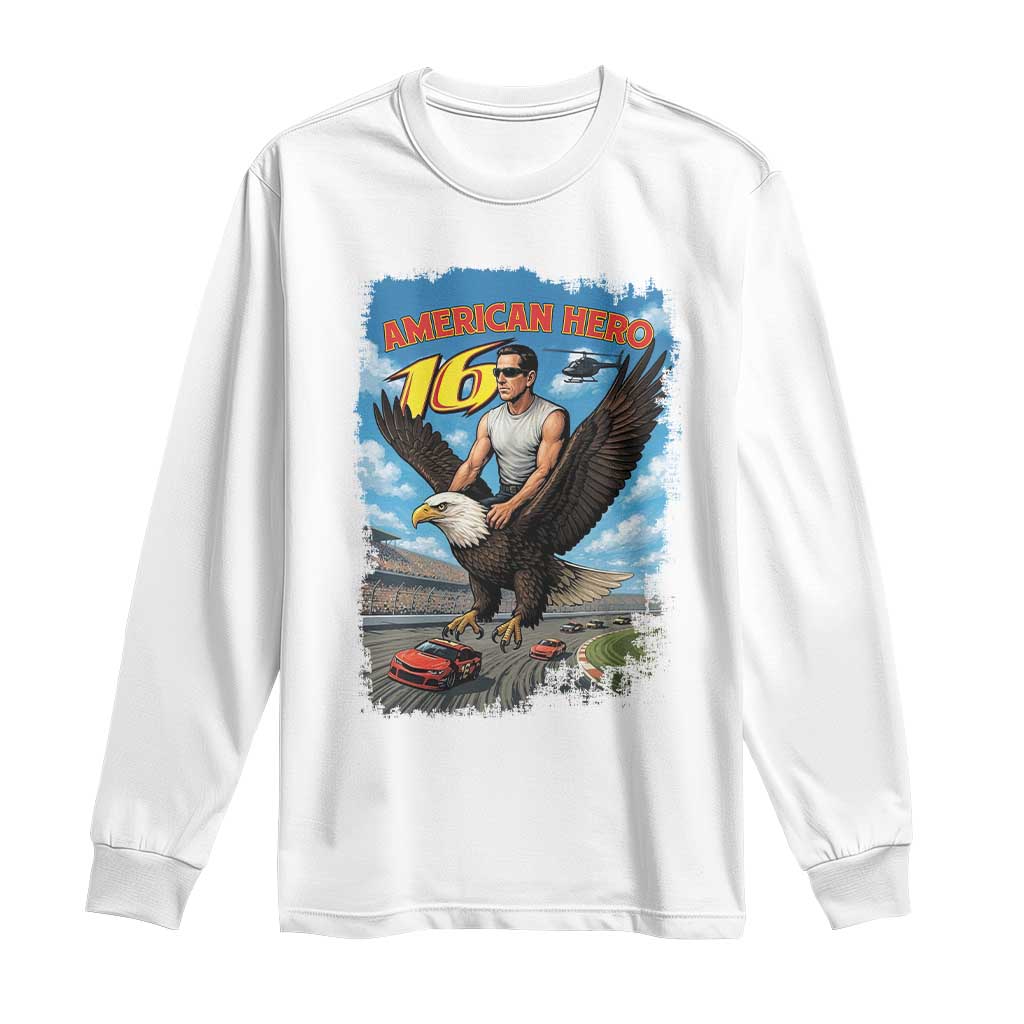 Patriotic Americanana Speed Legend 16 Tribute Long Sleeve Shirt American Hero Bald Eagle Speedway Memorial - Wonder Print Shop