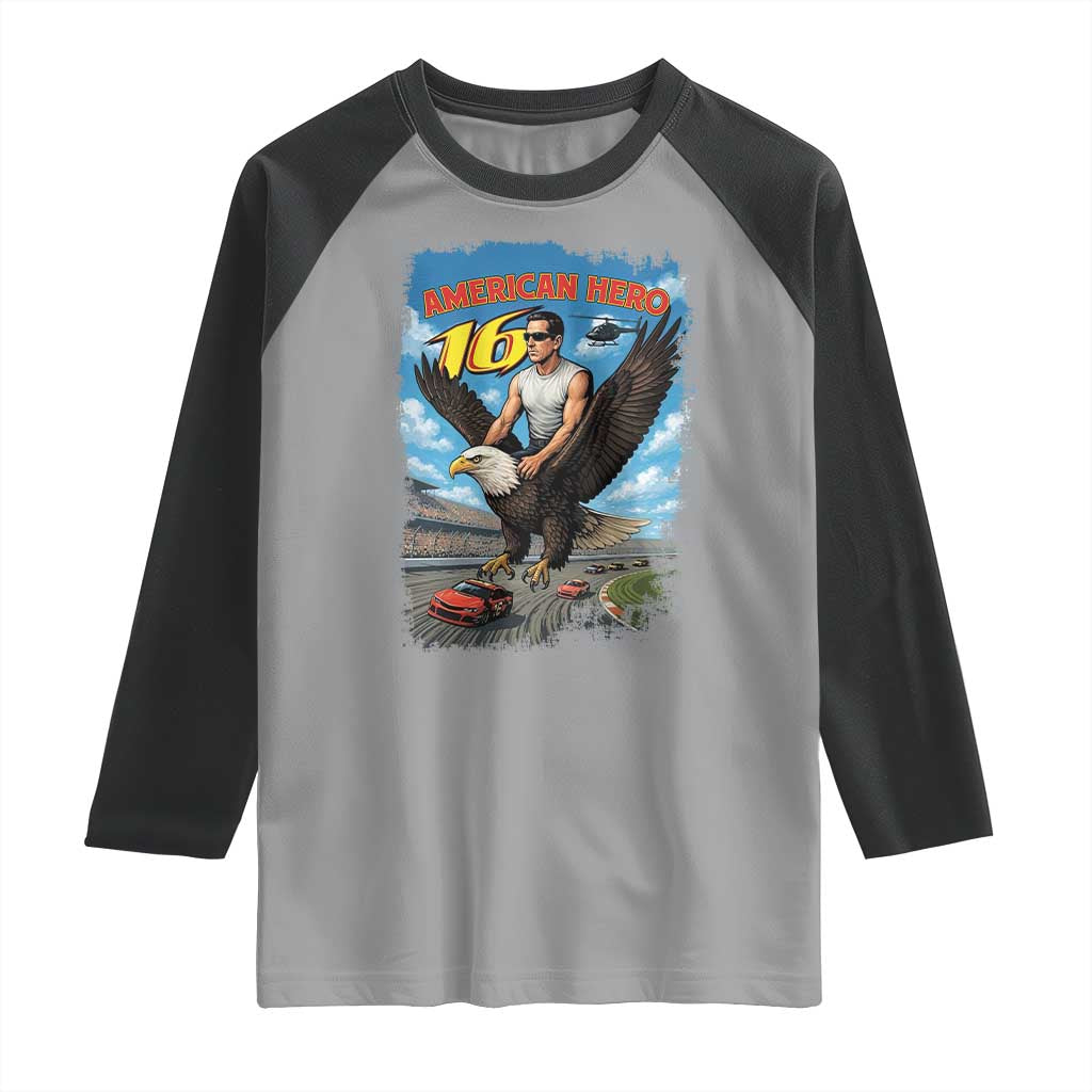 Patriotic Americanana Speed Legend 16 Tribute Raglan Shirt American Hero Bald Eagle Speedway Memorial - Wonder Print Shop