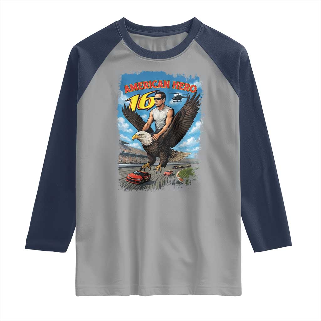 Patriotic Americanana Speed Legend 16 Tribute Raglan Shirt American Hero Bald Eagle Speedway Memorial - Wonder Print Shop