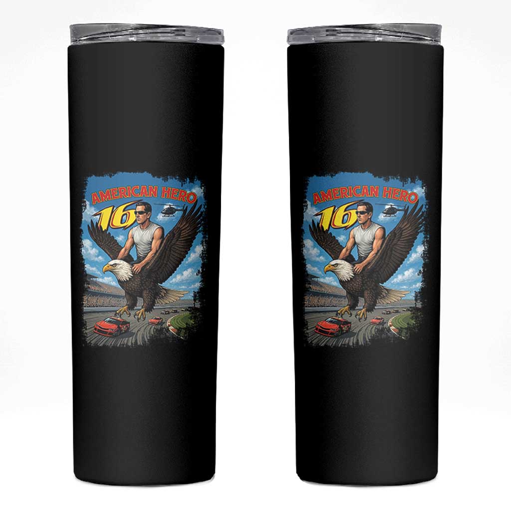 Patriotic Americanana Speed Legend 16 Tribute Skinny Tumbler American Hero Bald Eagle Speedway Memorial - Wonder Print Shop