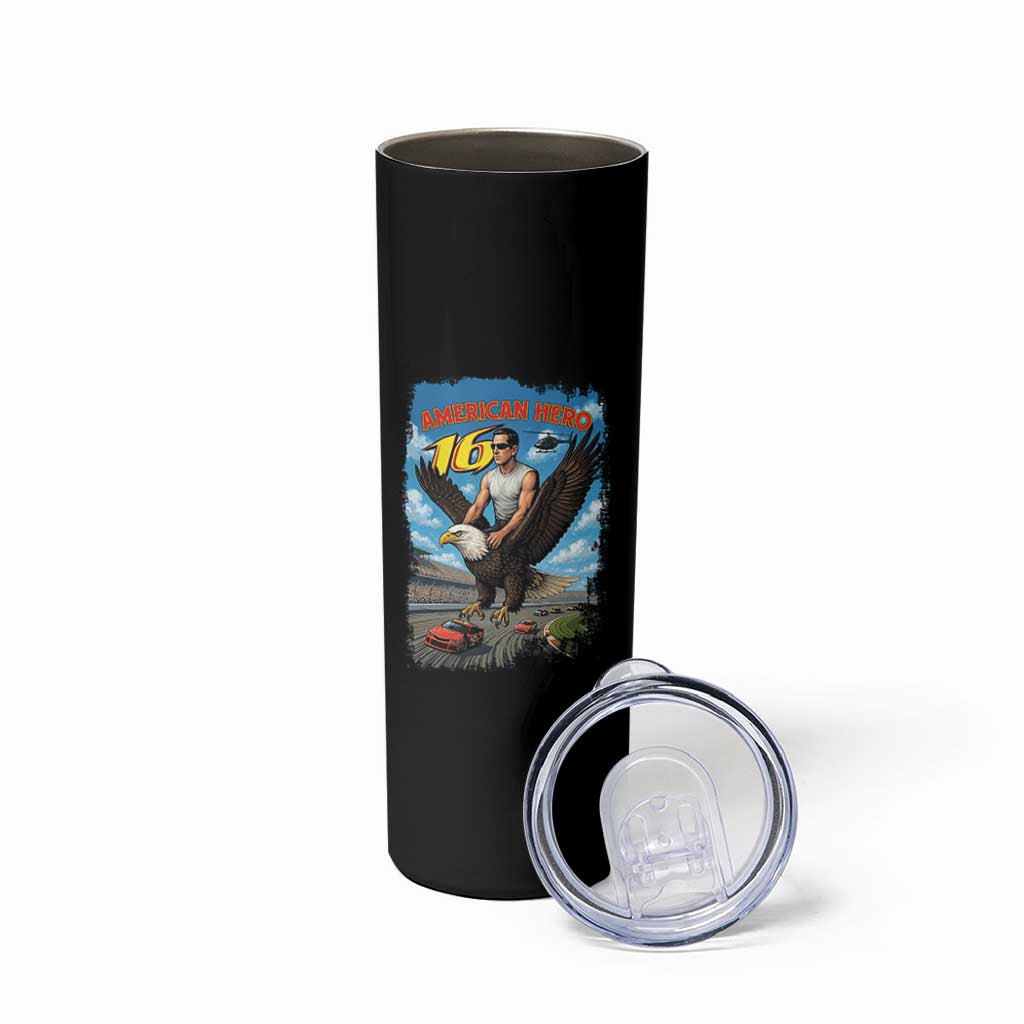 Patriotic Americanana Speed Legend 16 Tribute Skinny Tumbler American Hero Bald Eagle Speedway Memorial - Wonder Print Shop