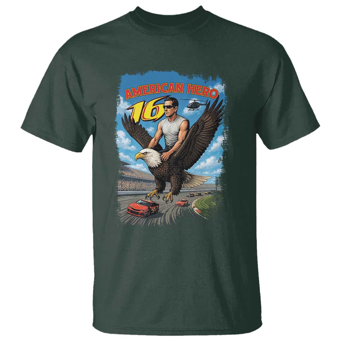 Patriotic Americana Speed Legend 16 Tribute T Shirt American Hero Bald Eagle Speedway Memorial - Wonder Print Shop