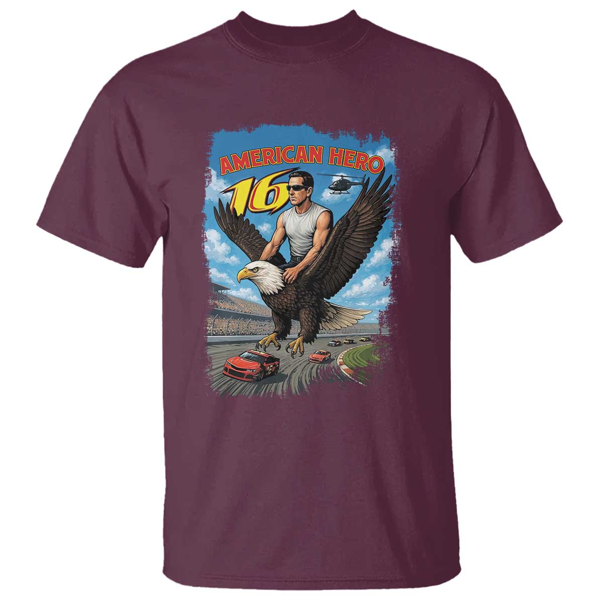 Patriotic Americana Speed Legend 16 Tribute T Shirt American Hero Bald Eagle Speedway Memorial - Wonder Print Shop