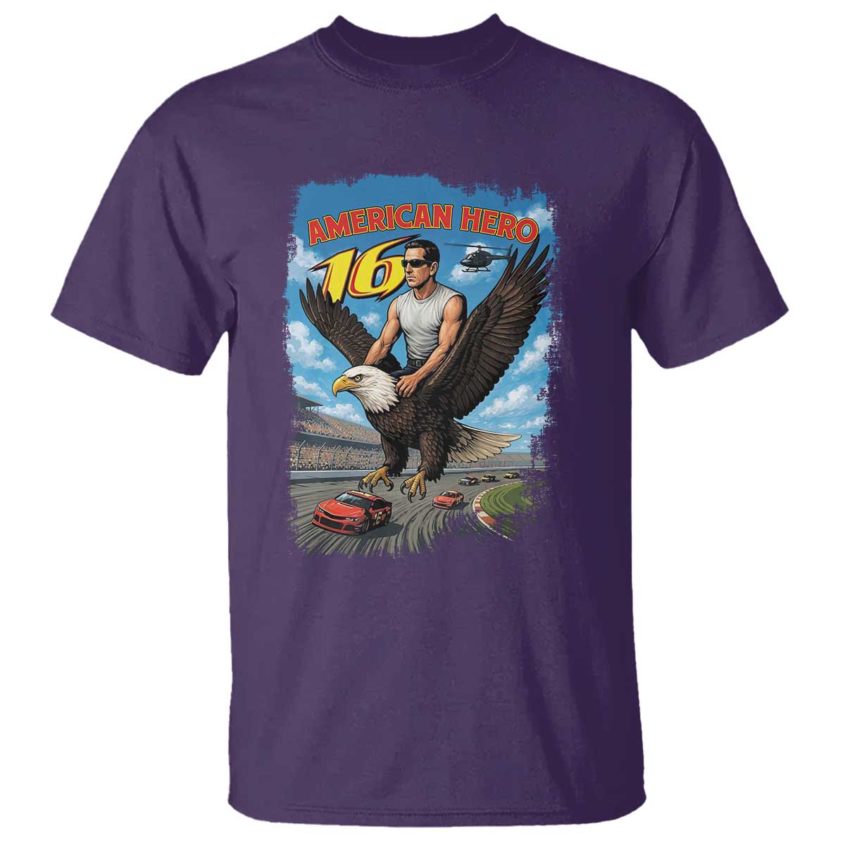 Patriotic Americana Speed Legend 16 Tribute T Shirt American Hero Bald Eagle Speedway Memorial - Wonder Print Shop