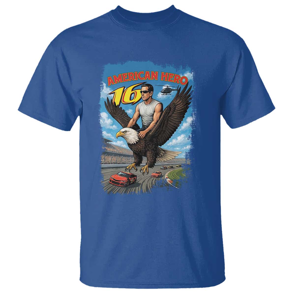 Patriotic Americana Speed Legend 16 Tribute T Shirt American Hero Bald Eagle Speedway Memorial - Wonder Print Shop