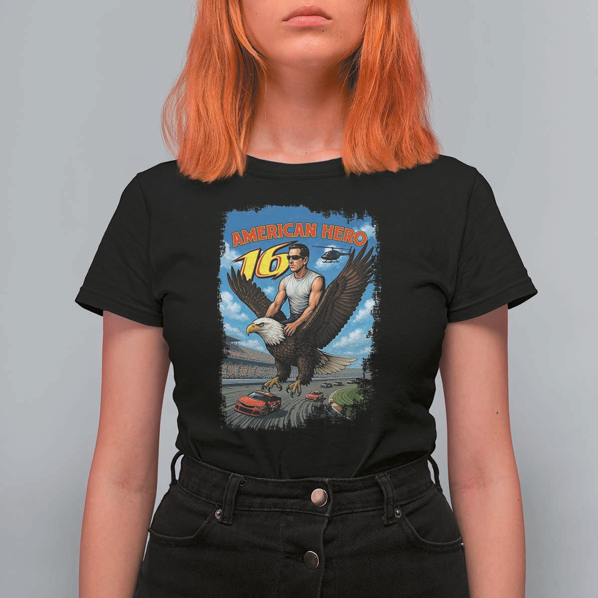 Patriotic Americana Speed Legend 16 Tribute T Shirt For Women American Hero Bald Eagle Speedway Memorial - Wonder Print Shop