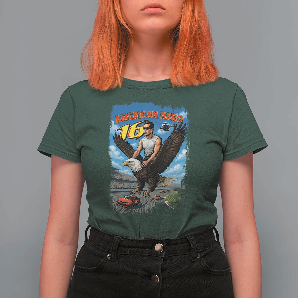 Patriotic Americana Speed Legend 16 Tribute T Shirt For Women American Hero Bald Eagle Speedway Memorial - Wonder Print Shop