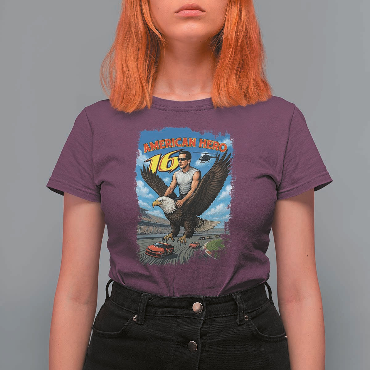 Patriotic Americana Speed Legend 16 Tribute T Shirt For Women American Hero Bald Eagle Speedway Memorial - Wonder Print Shop