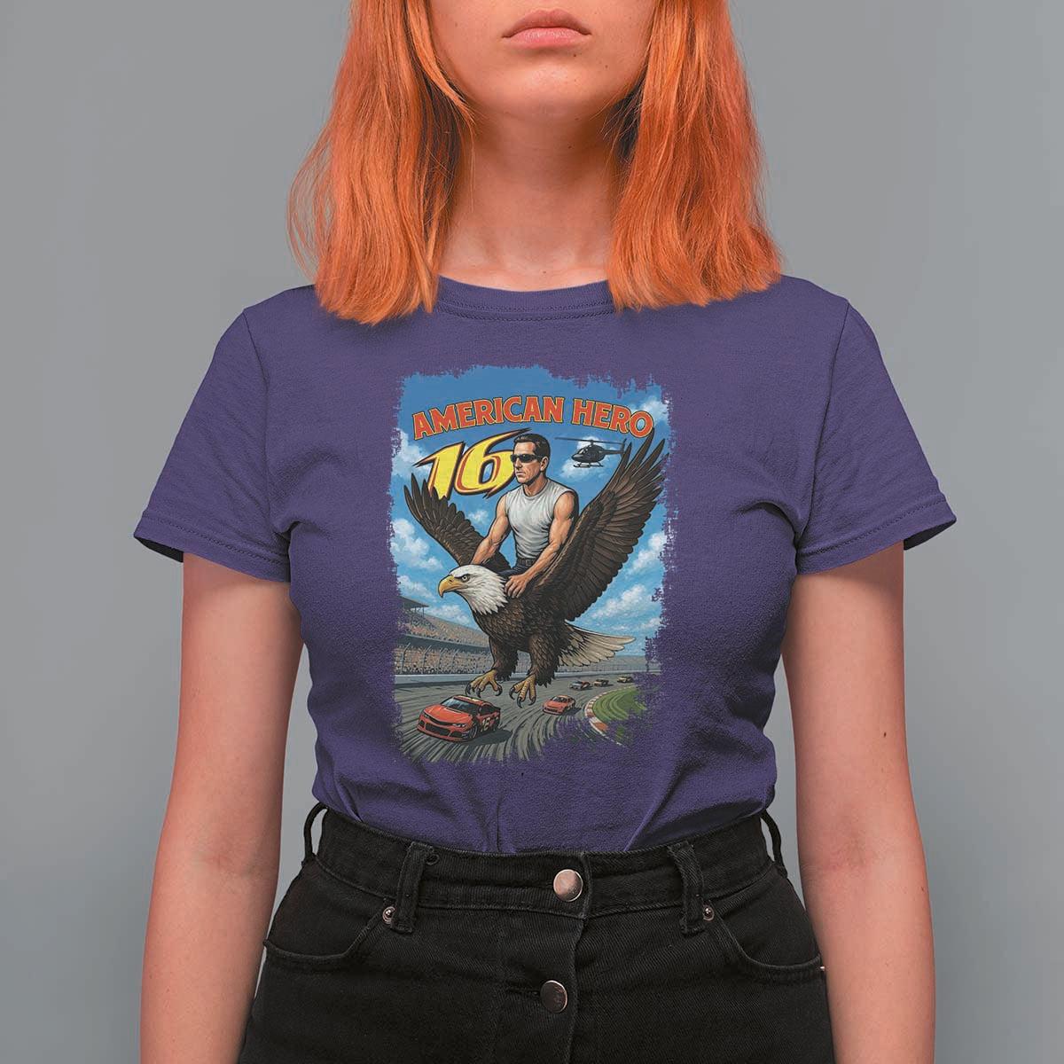 Patriotic Americana Speed Legend 16 Tribute T Shirt For Women American Hero Bald Eagle Speedway Memorial - Wonder Print Shop