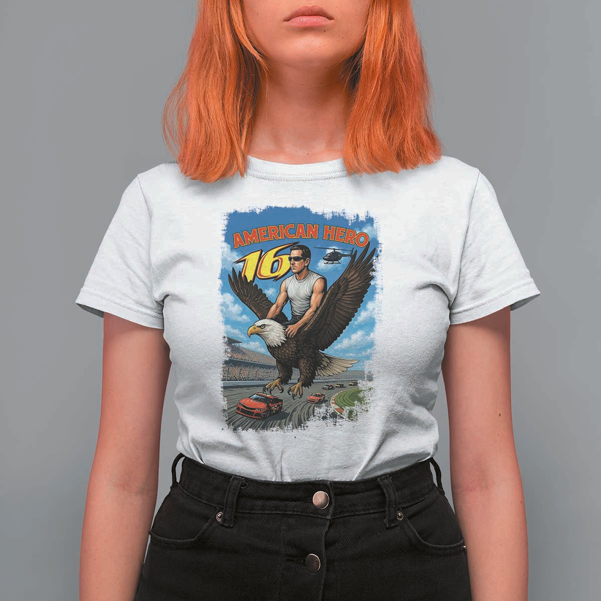 Patriotic Americana Speed Legend 16 Tribute T Shirt For Women American Hero Bald Eagle Speedway Memorial - Wonder Print Shop