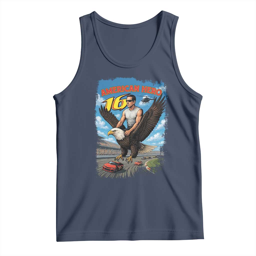 Patriotic Americanana Speed Legend 16 Tribute Tank Top American Hero Bald Eagle Speedway Memorial - Wonder Print Shop
