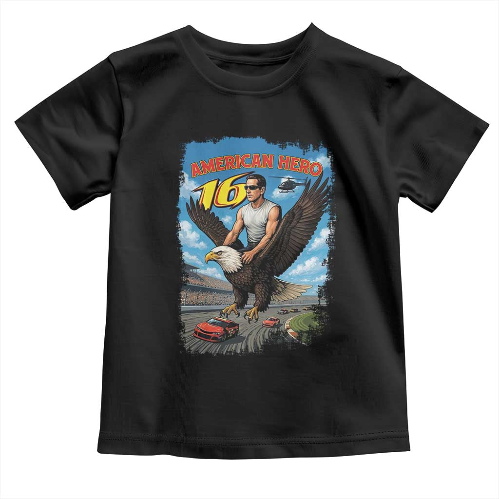 Patriotic Americanana Speed Legend 16 Tribute Toddler T Shirt American Hero Bald Eagle Speedway Memorial - Wonder Print Shop
