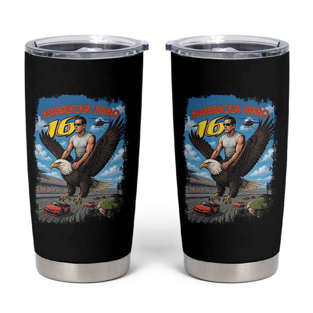 Patriotic Americanana Speed Legend 16 Tribute Tumbler Cup American Hero Bald Eagle Speedway Memorial - Wonder Print Shop