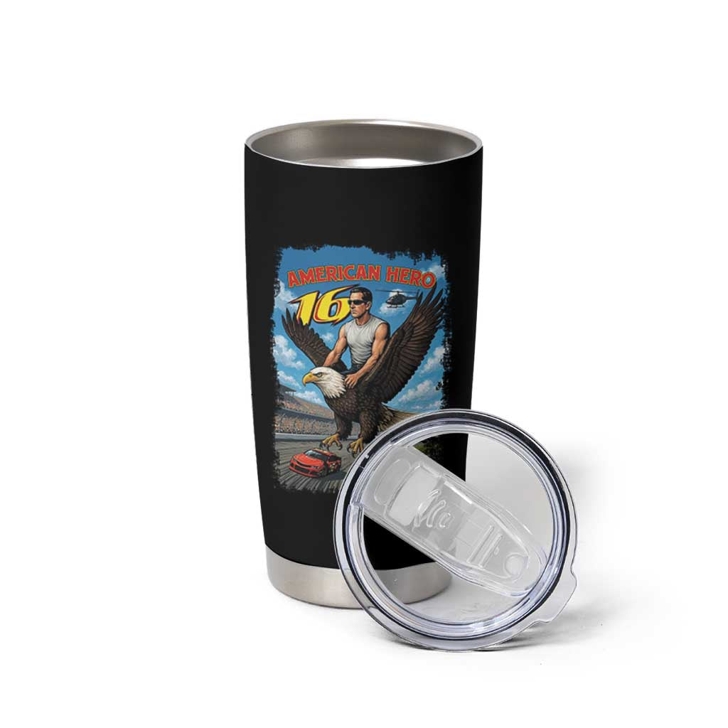 Patriotic Americanana Speed Legend 16 Tribute Tumbler Cup American Hero Bald Eagle Speedway Memorial - Wonder Print Shop