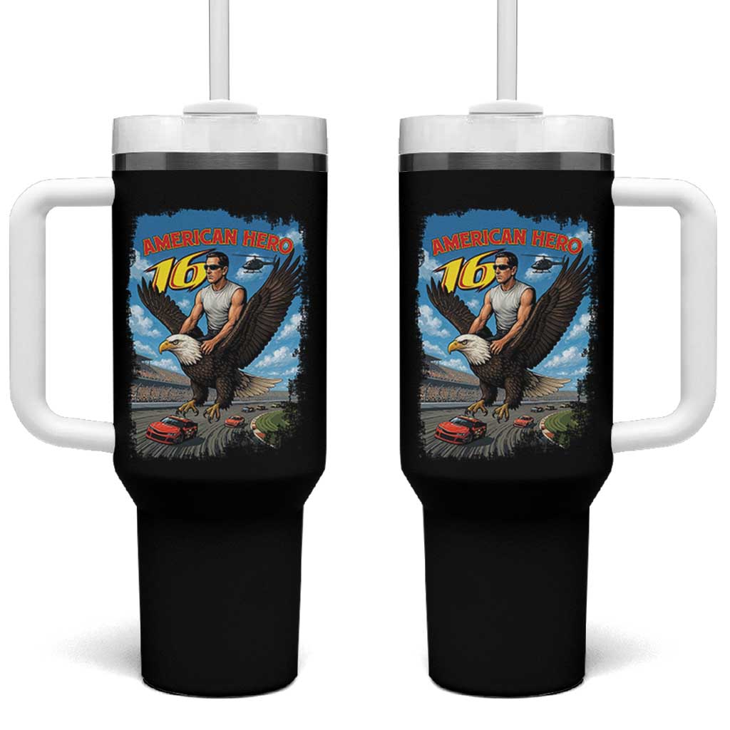 Patriotic Americanana Speed Legend 16 Tribute Tumbler With Handle American Hero Bald Eagle Speedway Memorial - Wonder Print Shop