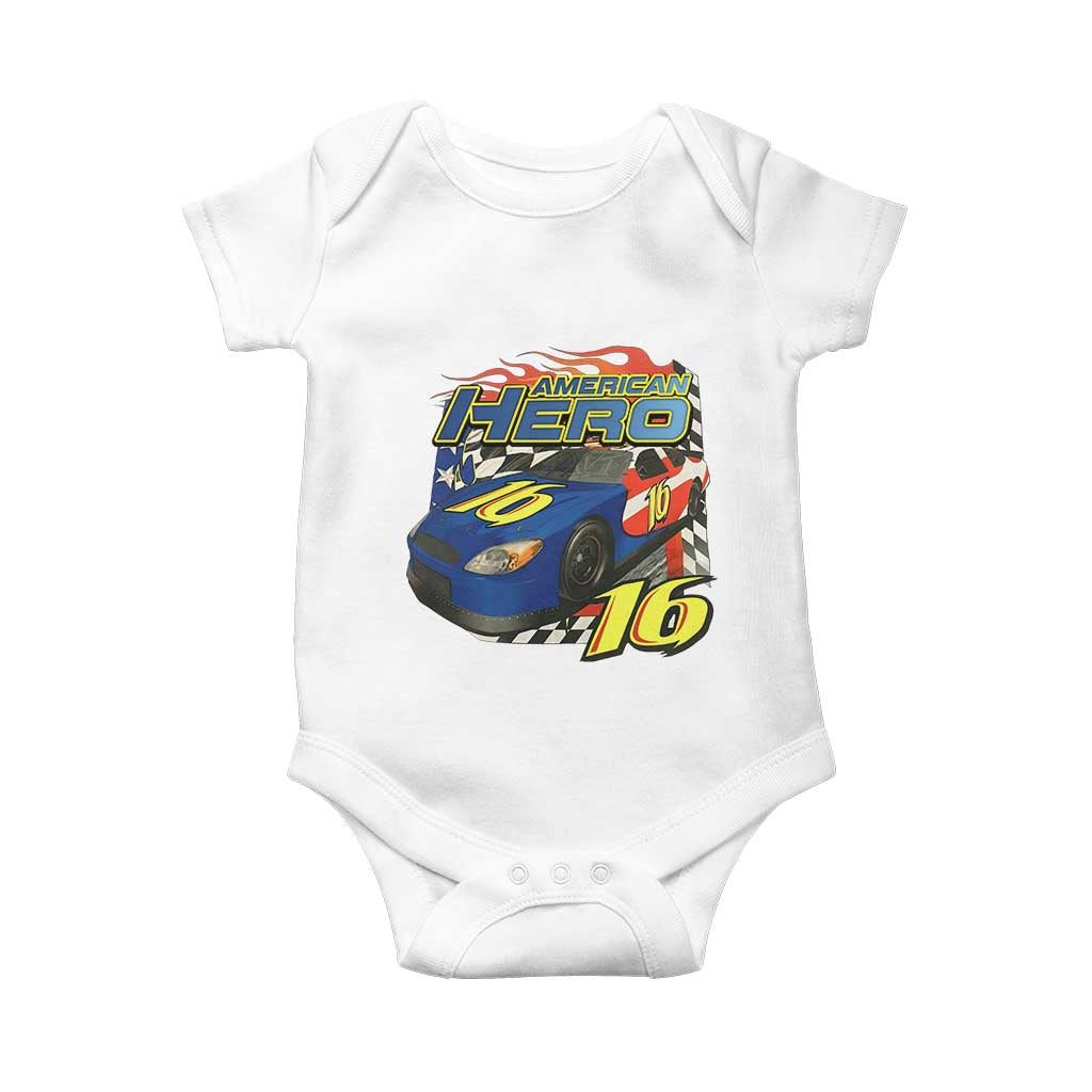 Vintage Americana Speed Legend 16 Tribute Baby Onesie American Hero #16 Stock Car Memorial - Wonder Print Shop
