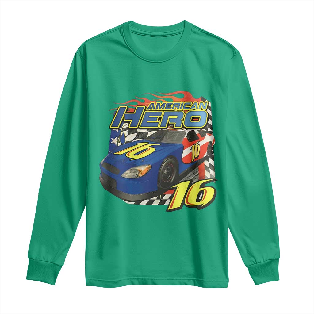 Vintage Americana Speed Legend 16 Tribute Long Sleeve Shirt American Hero #16 Stock Car Memorial - Wonder Print Shop