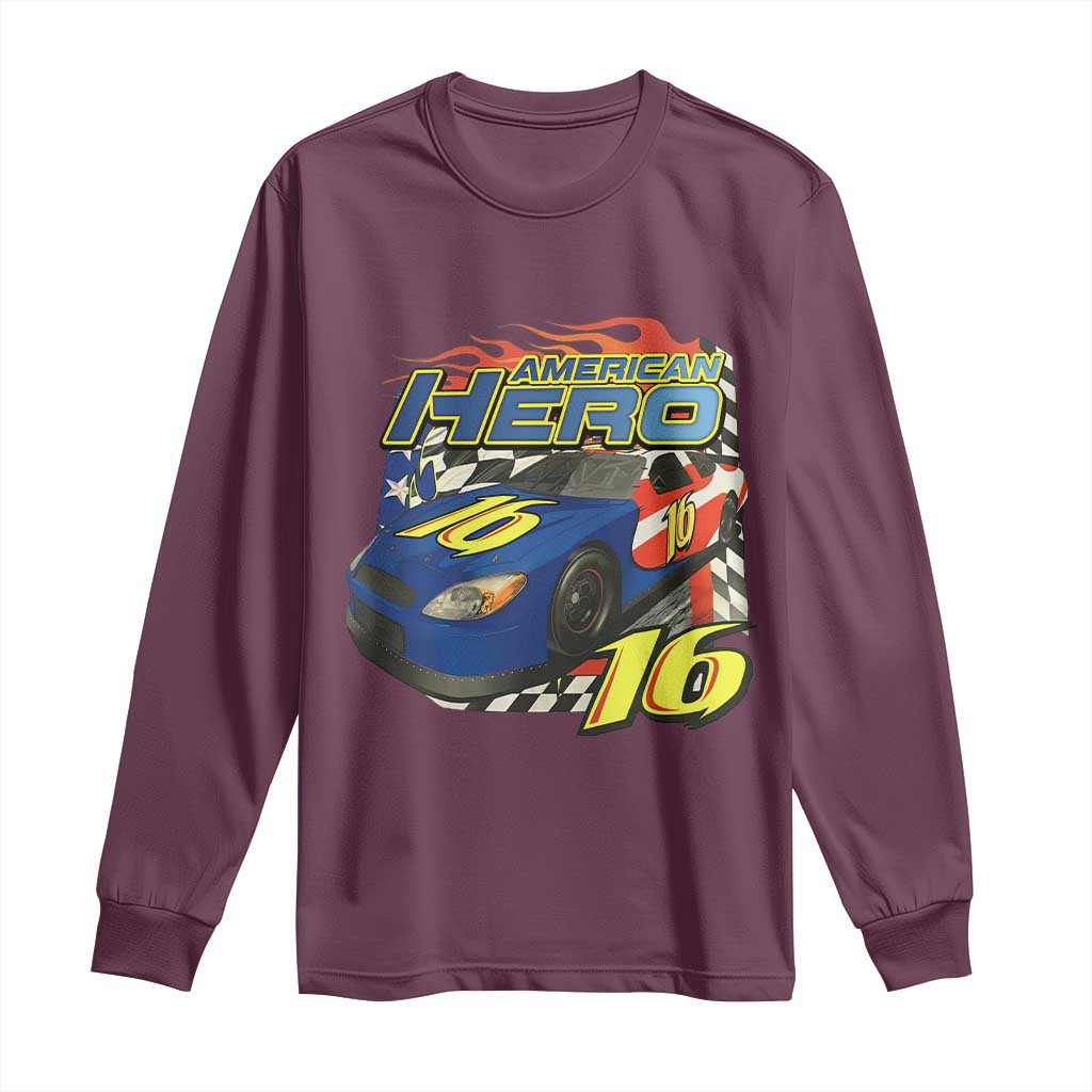Vintage Americana Speed Legend 16 Tribute Long Sleeve Shirt American Hero #16 Stock Car Memorial - Wonder Print Shop