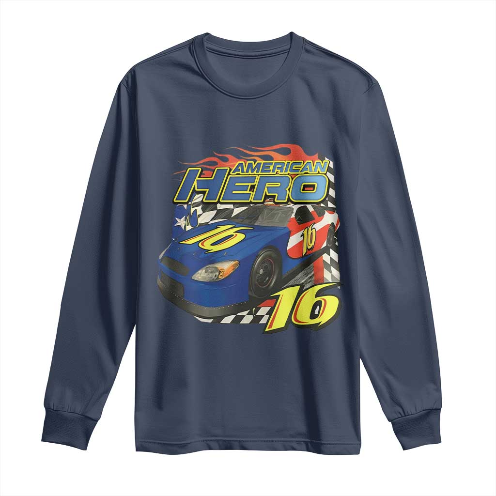 Vintage Americana Speed Legend 16 Tribute Long Sleeve Shirt American Hero #16 Stock Car Memorial - Wonder Print Shop