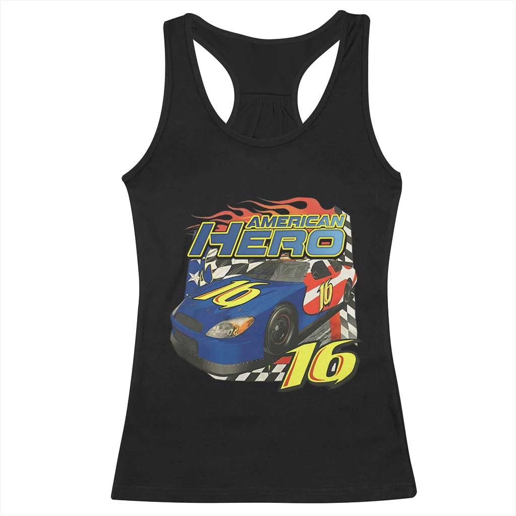 Vintage Americana Speed Legend 16 Tribute Racerback Tank Top American Hero #16 Stock Car Memorial - Wonder Print Shop