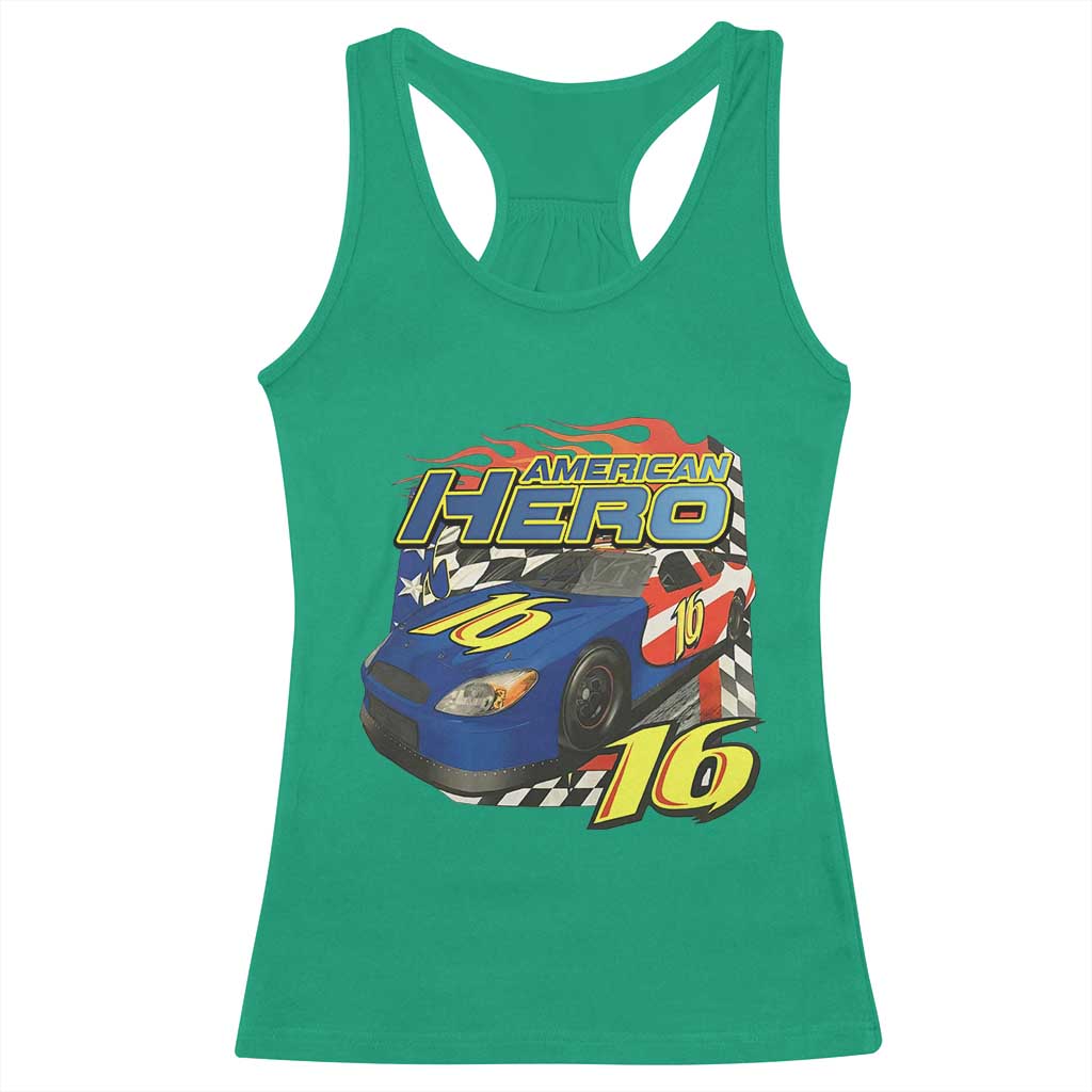 Vintage Americana Speed Legend 16 Tribute Racerback Tank Top American Hero #16 Stock Car Memorial - Wonder Print Shop