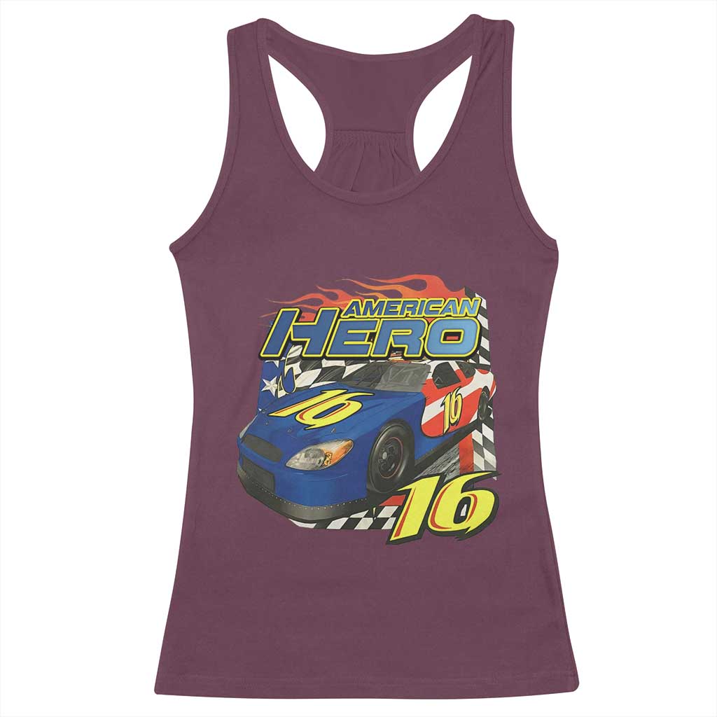 Vintage Americana Speed Legend 16 Tribute Racerback Tank Top American Hero #16 Stock Car Memorial - Wonder Print Shop