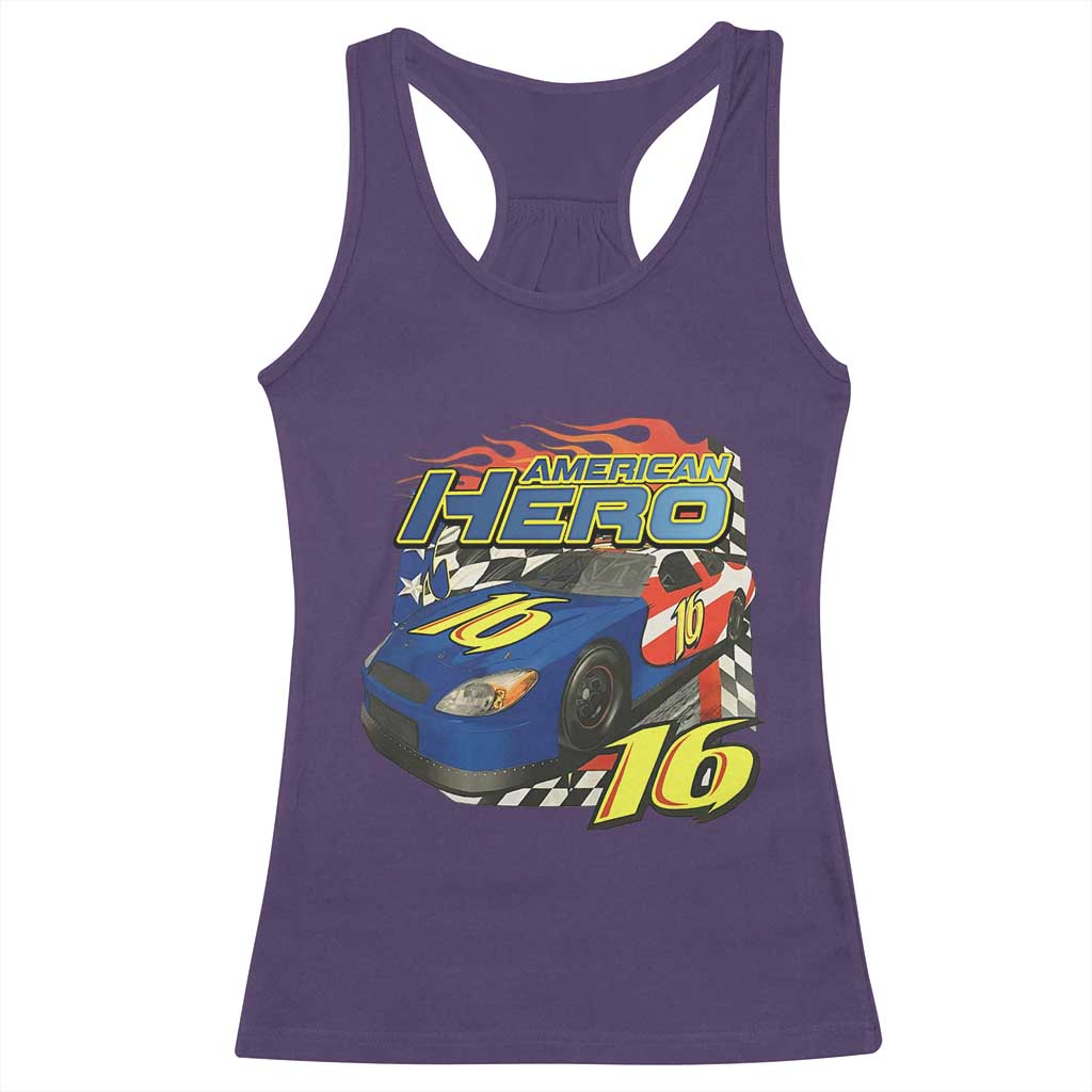 Vintage Americana Speed Legend 16 Tribute Racerback Tank Top American Hero #16 Stock Car Memorial - Wonder Print Shop