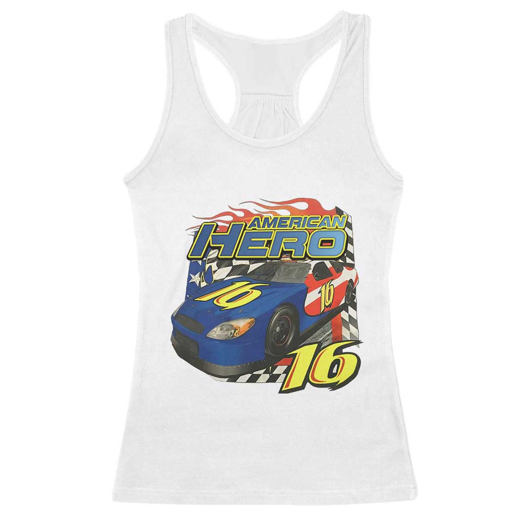 Vintage Americana Speed Legend 16 Tribute Racerback Tank Top American Hero #16 Stock Car Memorial - Wonder Print Shop