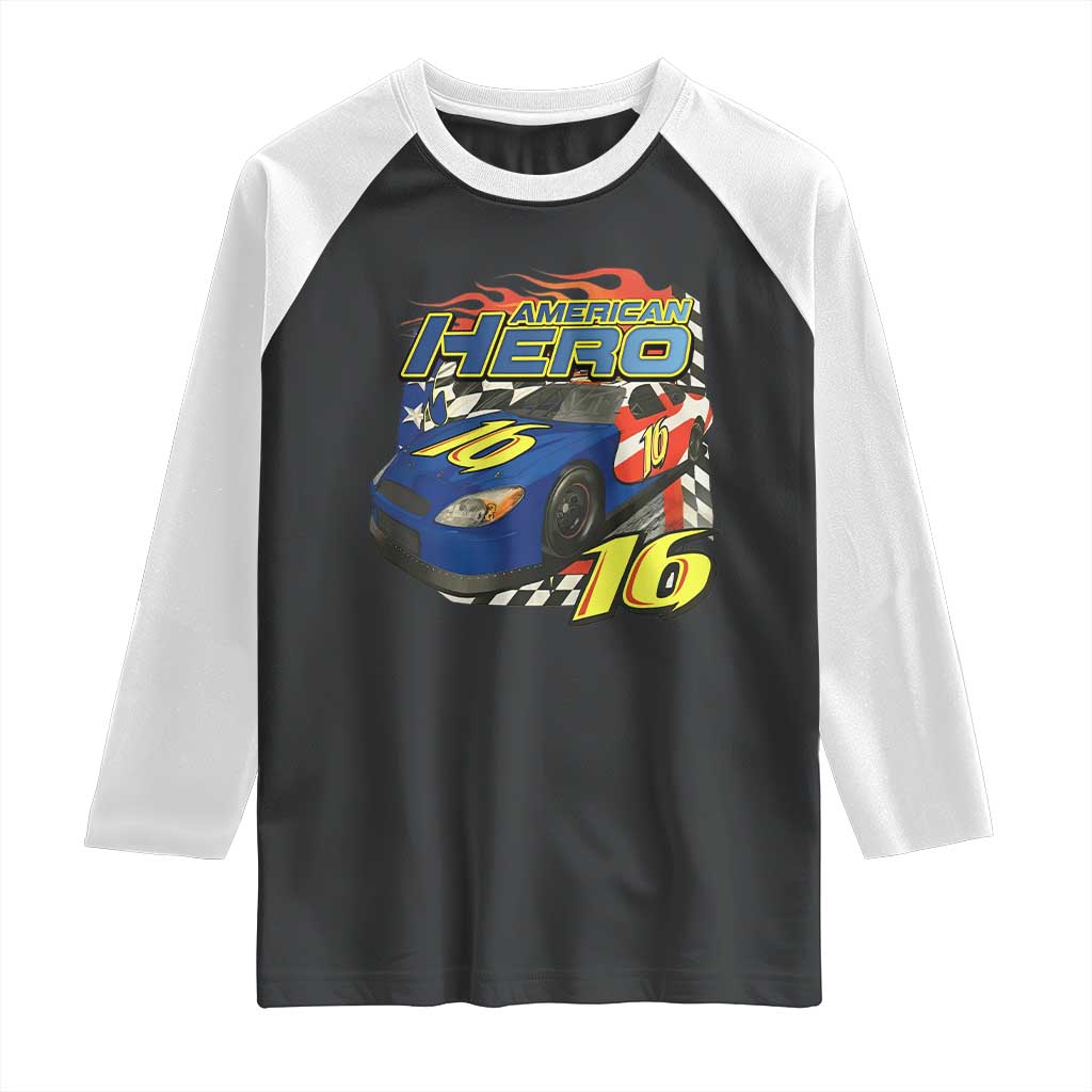 Vintage Americana Speed Legend 16 Tribute Raglan Shirt American Hero #16 Stock Car Memorial - Wonder Print Shop