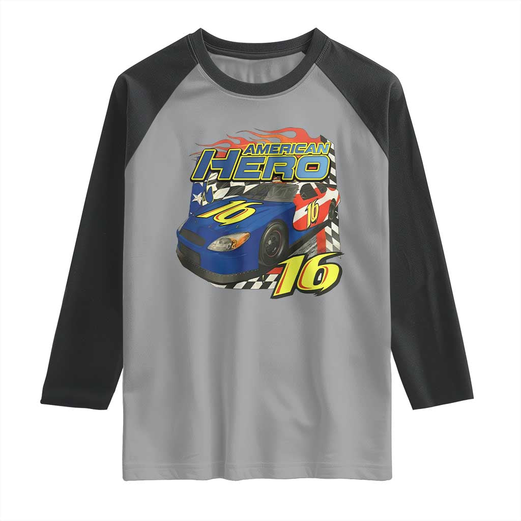 Vintage Americana Speed Legend 16 Tribute Raglan Shirt American Hero #16 Stock Car Memorial - Wonder Print Shop