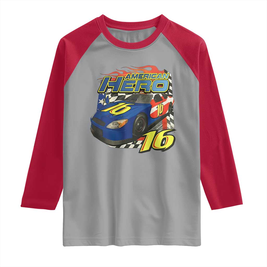 Vintage Americana Speed Legend 16 Tribute Raglan Shirt American Hero #16 Stock Car Memorial - Wonder Print Shop