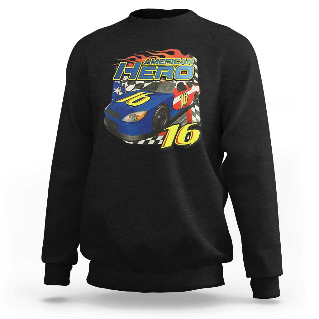 Vintage Americana Speed Legend 16 Tribute Sweatshirt American Hero #16 Stock Car Memorial - Wonder Print Shop