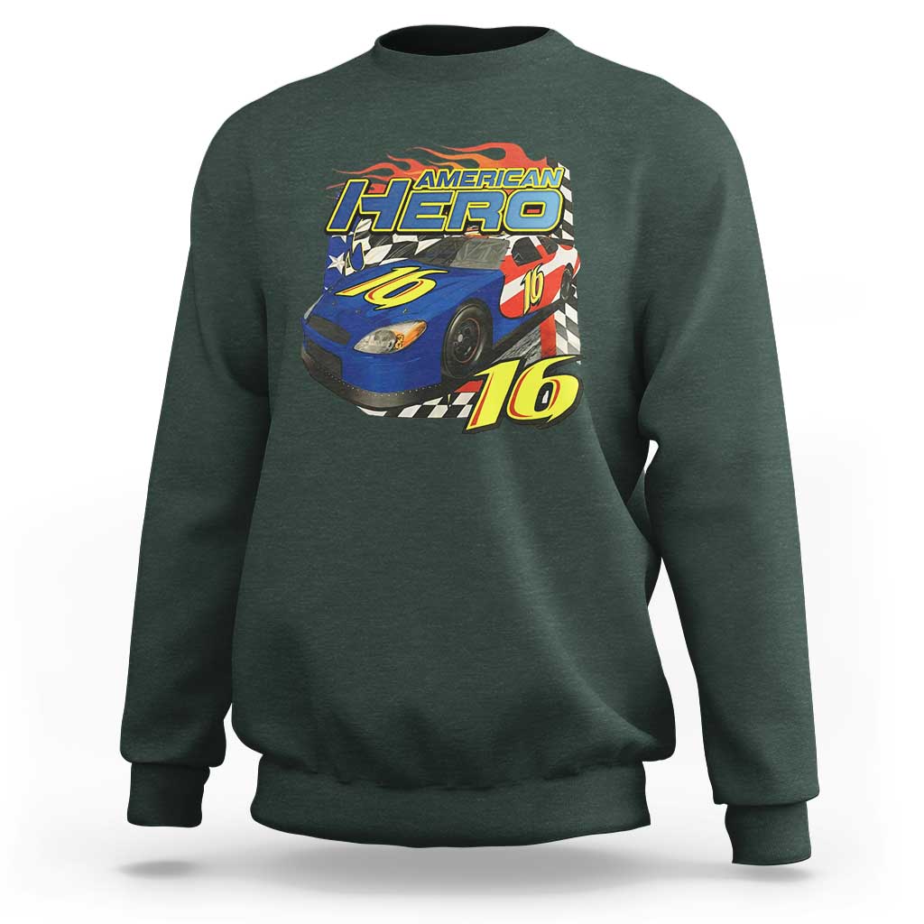 Vintage Americana Speed Legend 16 Tribute Sweatshirt American Hero #16 Stock Car Memorial - Wonder Print Shop