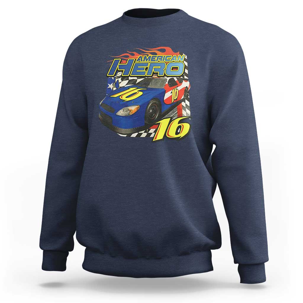 Vintage Americana Speed Legend 16 Tribute Sweatshirt American Hero #16 Stock Car Memorial - Wonder Print Shop