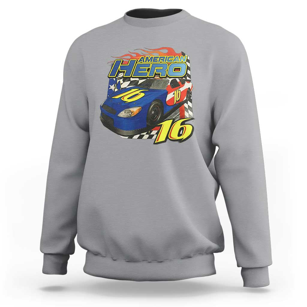 Vintage Americana Speed Legend 16 Tribute Sweatshirt American Hero #16 Stock Car Memorial - Wonder Print Shop