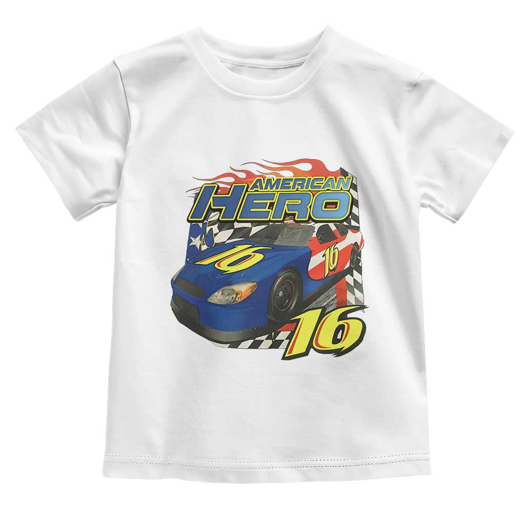 Vintage Americana Speed Legend 16 Tribute Toddler T Shirt American Hero #16 Stock Car Memorial - Wonder Print Shop