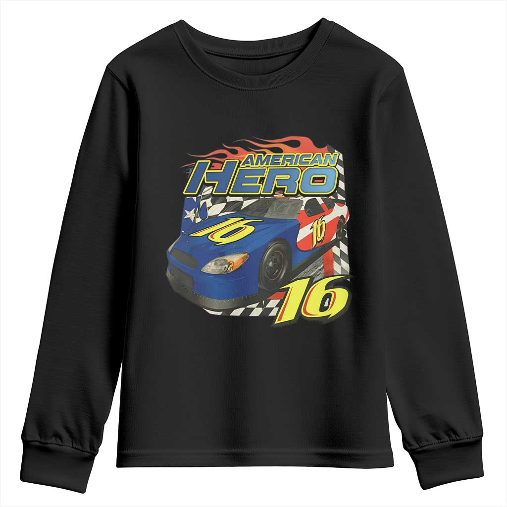 Vintage Americana Speed Legend 16 Tribute Youth Sweatshirt American Hero #16 Stock Car Memorial - Wonder Print Shop
