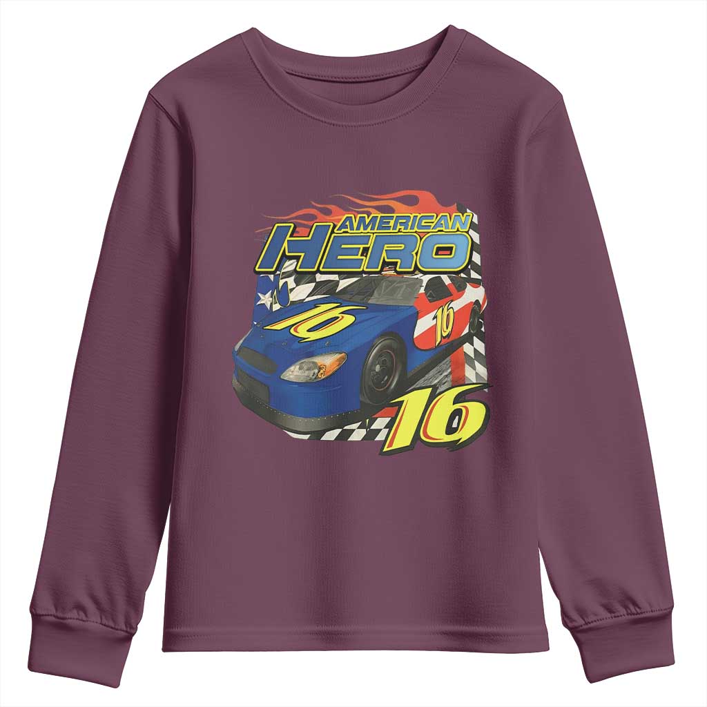 Vintage Americana Speed Legend 16 Tribute Youth Sweatshirt American Hero #16 Stock Car Memorial - Wonder Print Shop