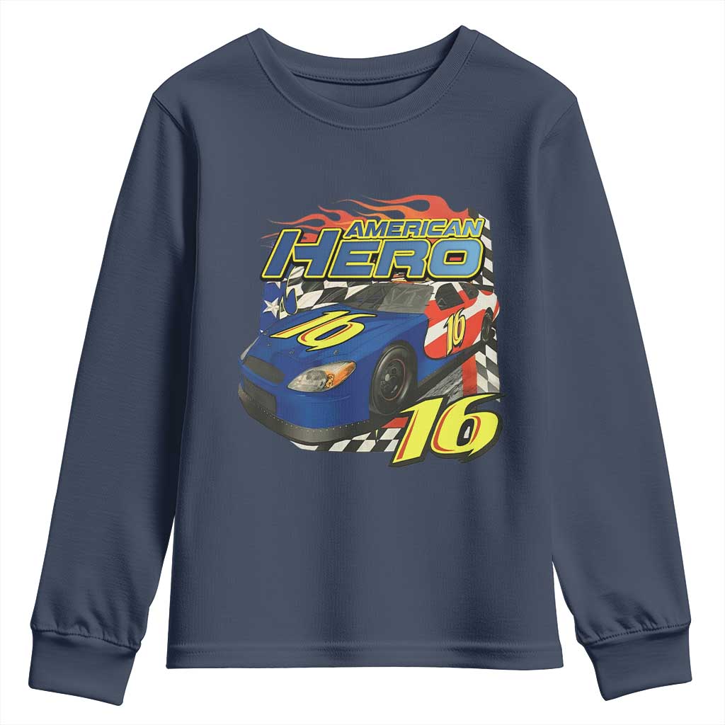 Vintage Americana Speed Legend 16 Tribute Youth Sweatshirt American Hero #16 Stock Car Memorial - Wonder Print Shop