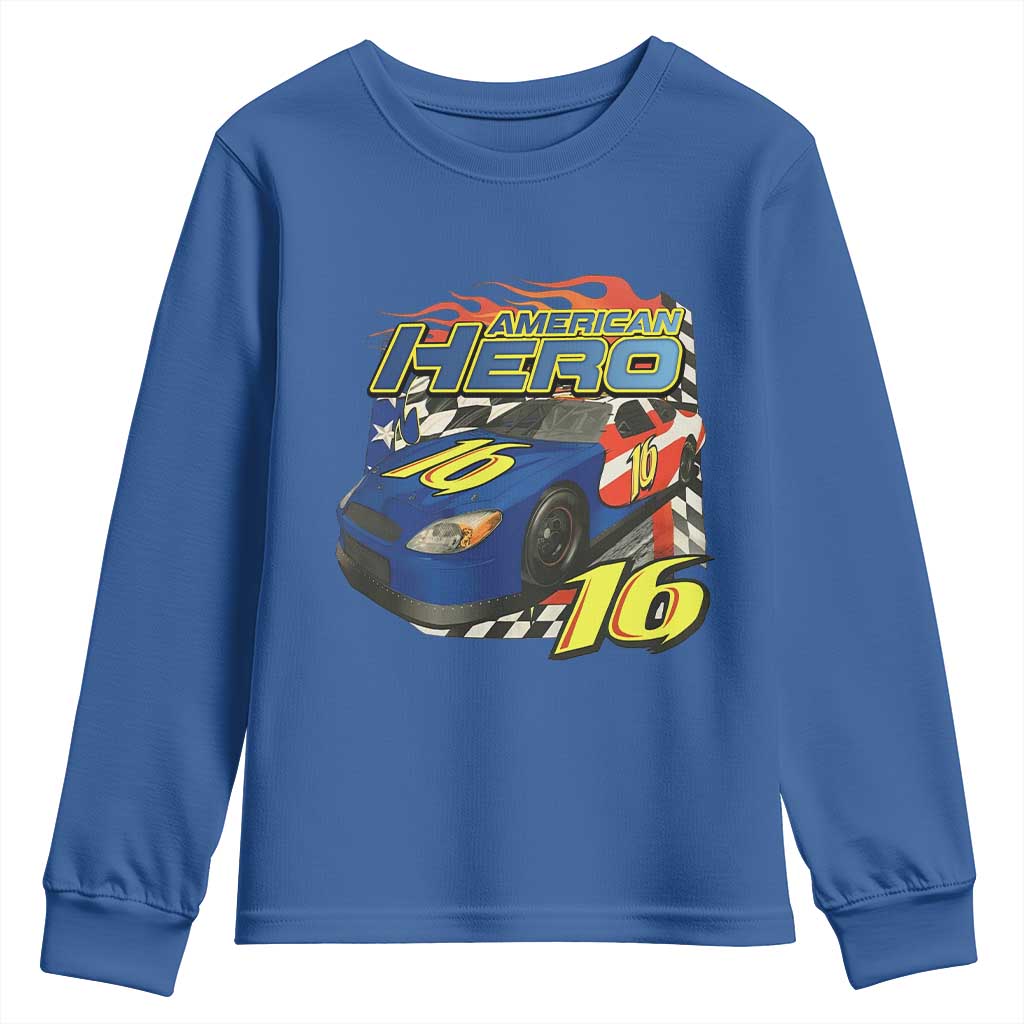 Vintage Americana Speed Legend 16 Tribute Youth Sweatshirt American Hero #16 Stock Car Memorial - Wonder Print Shop