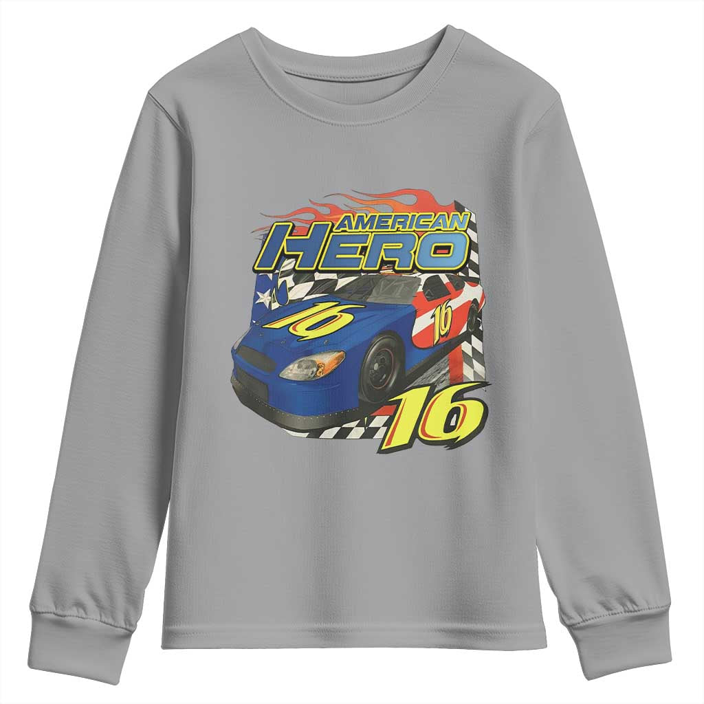 Vintage Americana Speed Legend 16 Tribute Youth Sweatshirt American Hero #16 Stock Car Memorial - Wonder Print Shop