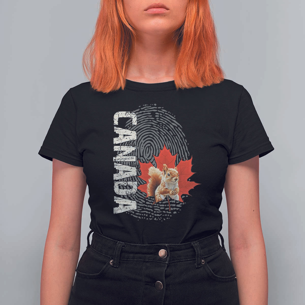 Canada Pride T Shirt For Women Maple Leaf Squirrel Canadian Roots