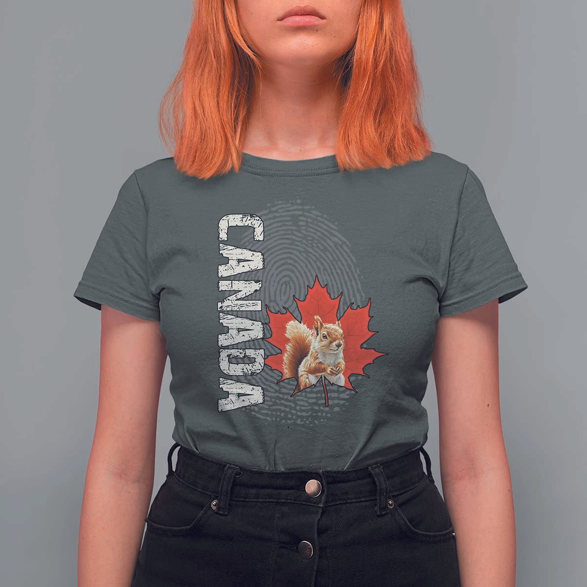 Canada Pride T Shirt For Women Maple Leaf Squirrel Canadian Roots