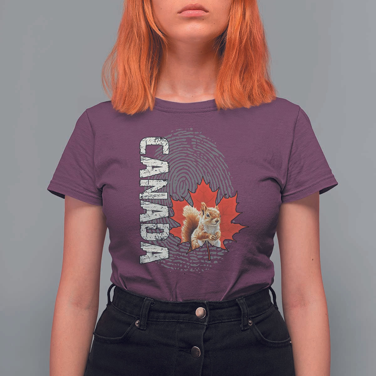 Canada Pride T Shirt For Women Maple Leaf Squirrel Canadian Roots