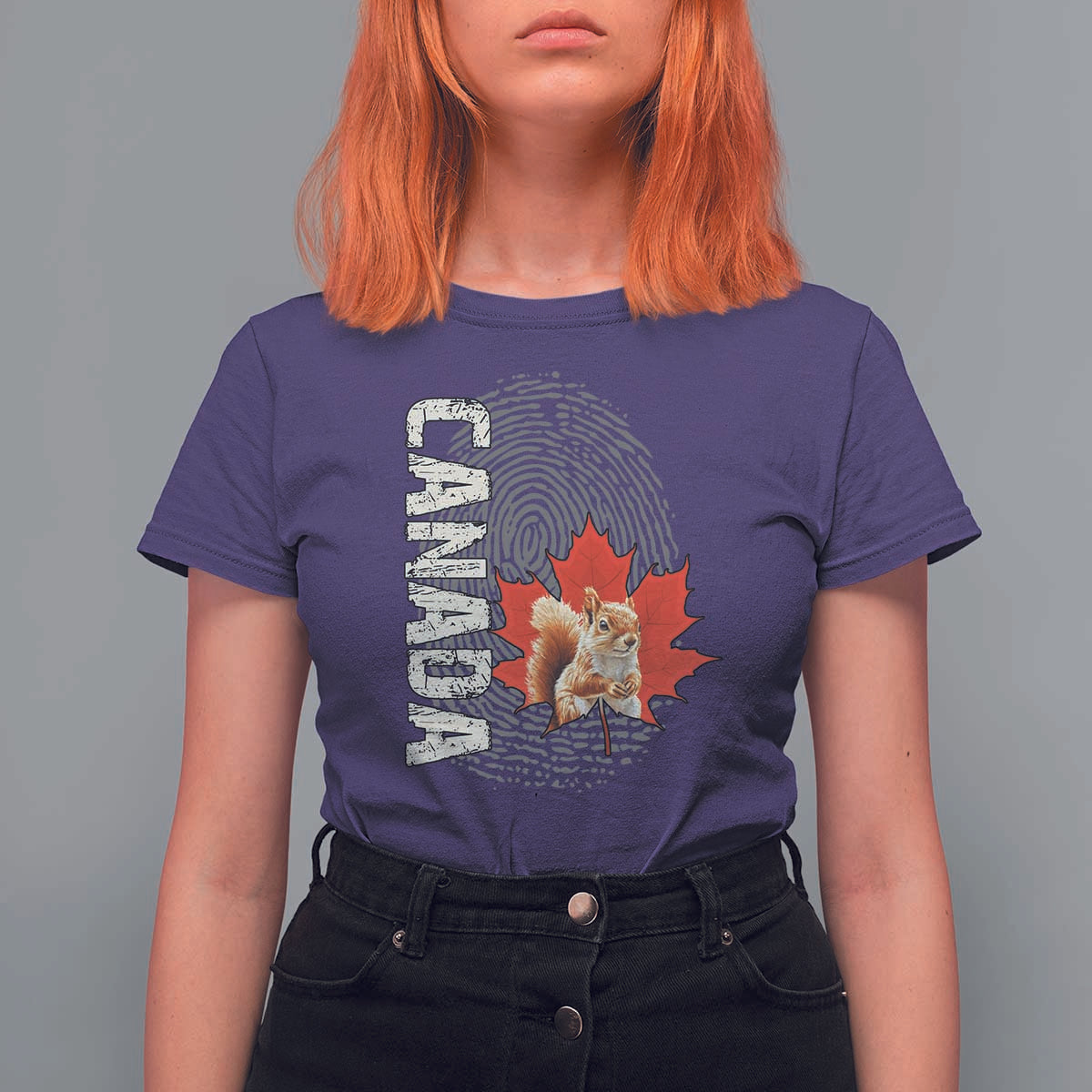 Canada Pride T Shirt For Women Maple Leaf Squirrel Canadian Roots