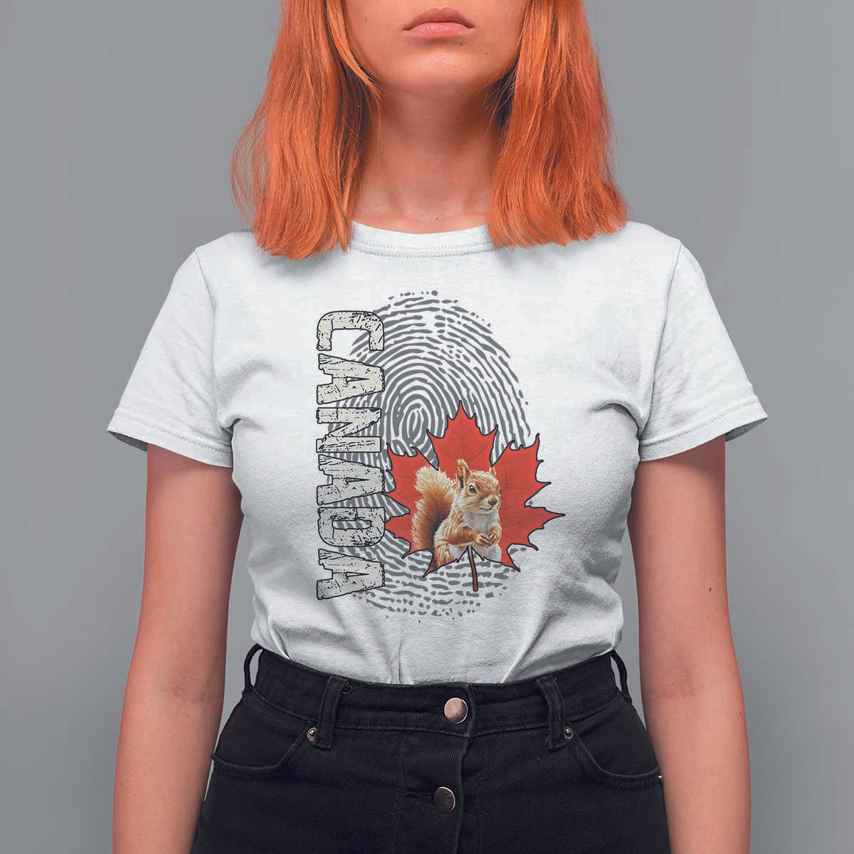 Canada Pride T Shirt For Women Maple Leaf Squirrel Canadian Roots