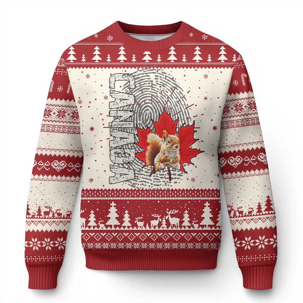 Canada Pride Knitted Sweatshirt Maple Leaf Squirrel Canadian Roots